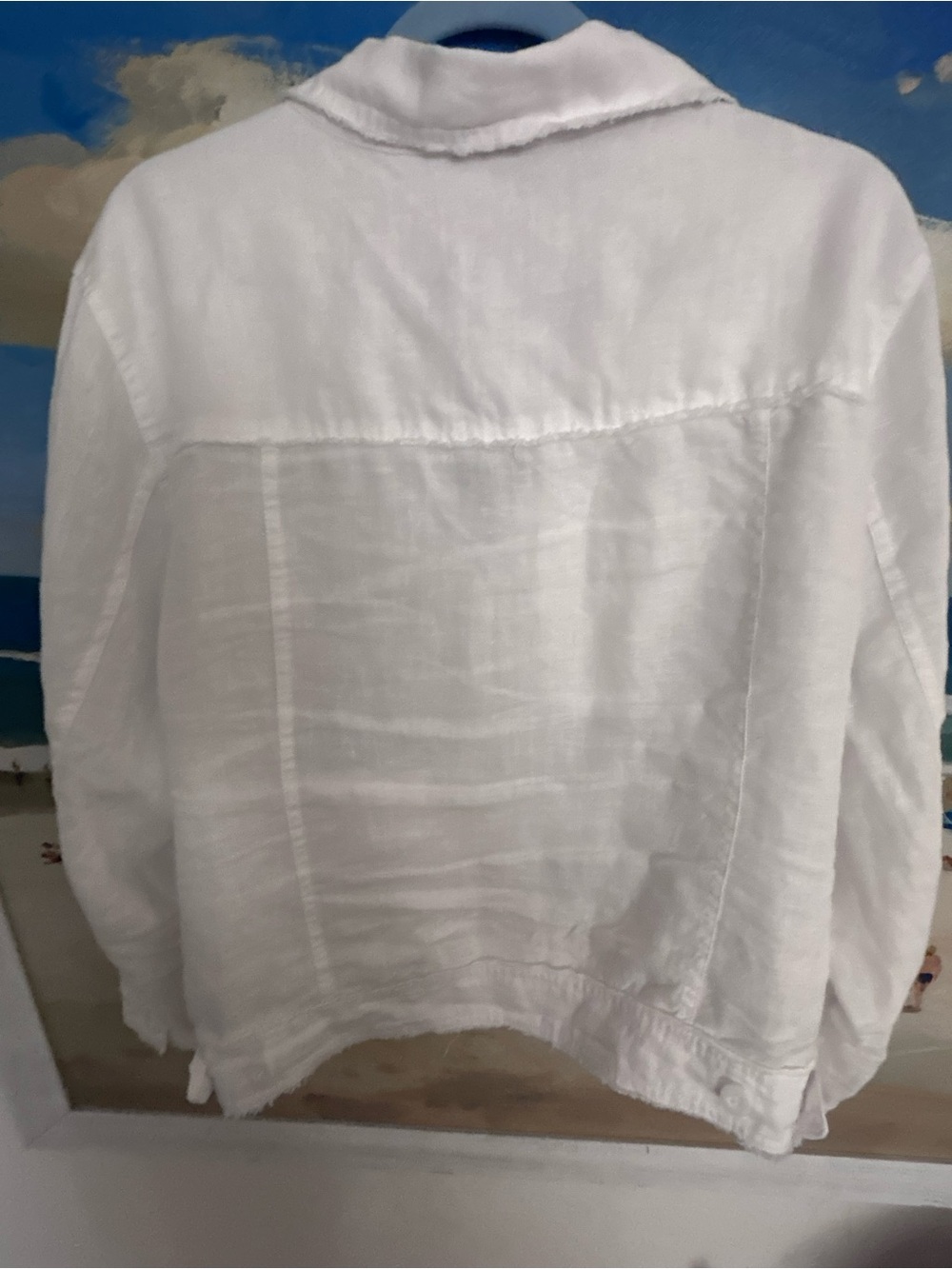 Lulu-B White Linen Button-Up Jacket with pockets - Picture 9 of 11